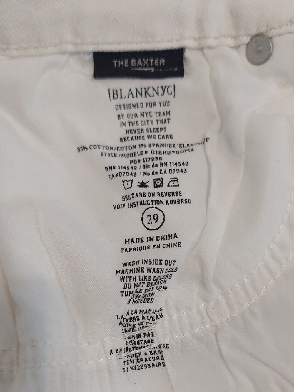 Women's BlankNYC The Baxter Off White Button Fly Straight Leg Jeans Size 29 - Picture 4 of 8